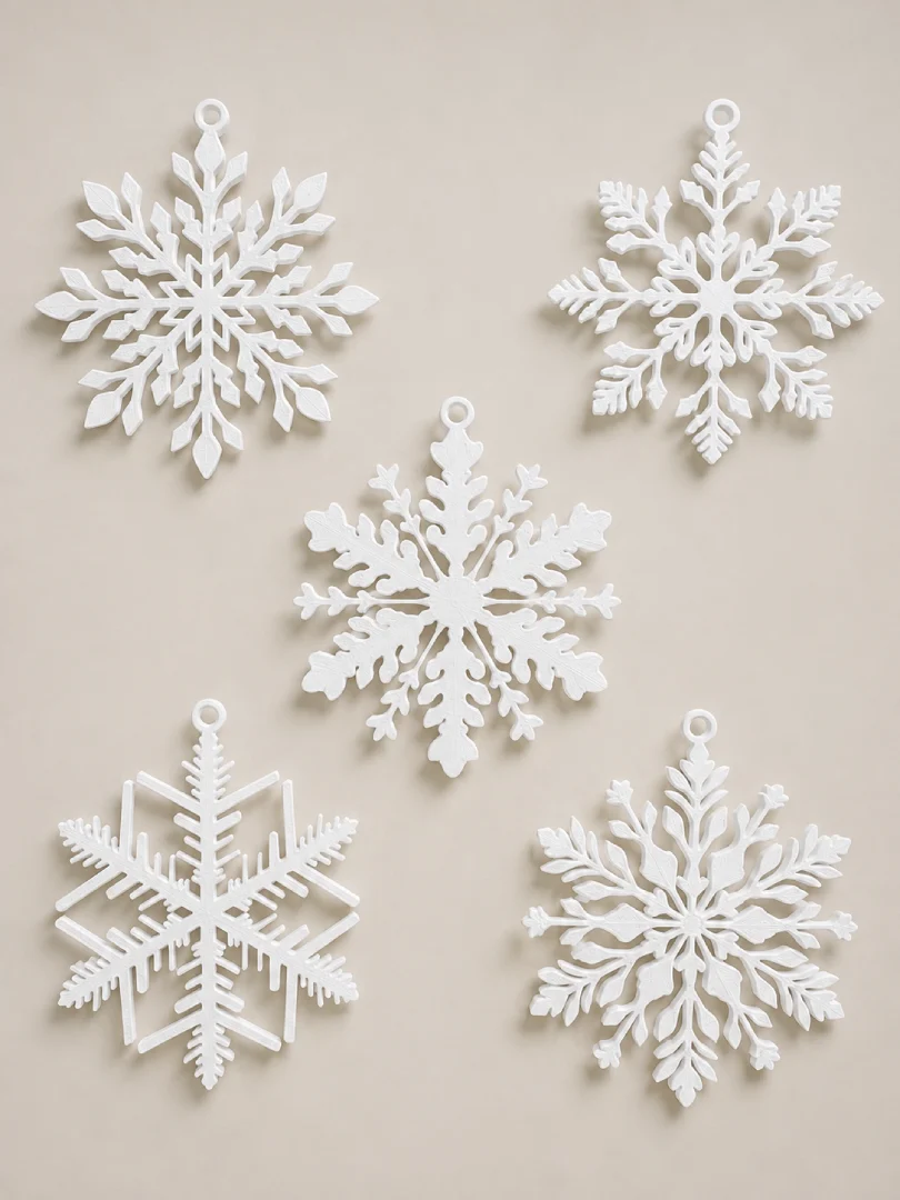 Kit 5 Flocos de Neve Brancos para Árvore de Natal - Imagem 2