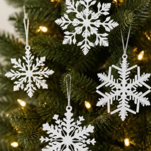 Kit 5 Flocos de Neve Brancos para Árvore de Natal